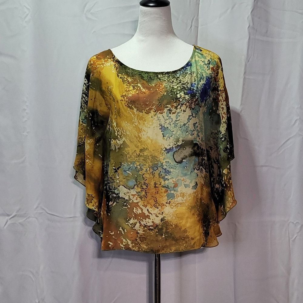 Allison Taylor Women's Oversized Multi-Colored Blouse Size Small - Picture 2 of 12